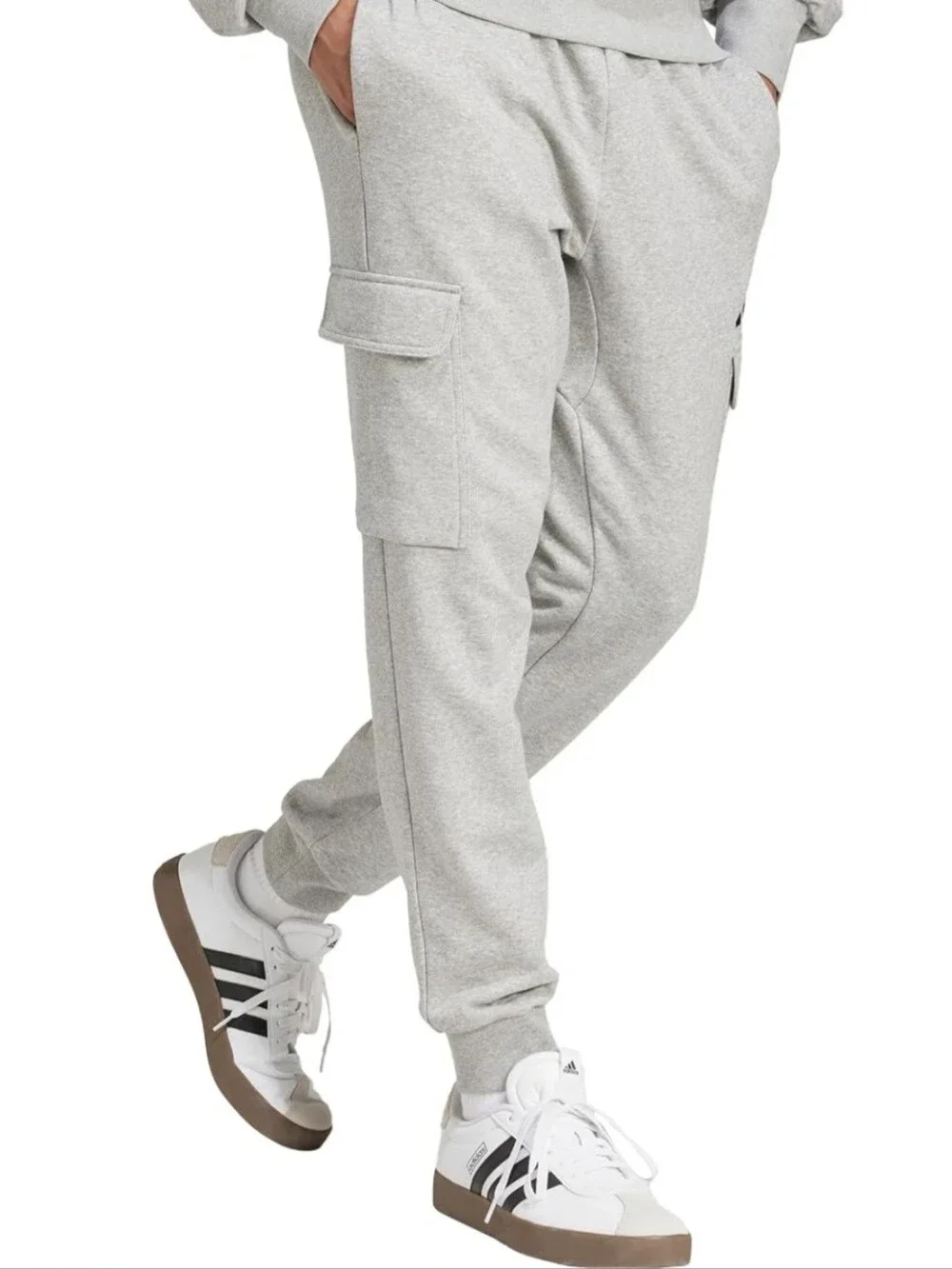 Adidas Essentials Tapered Cargo Sweatpants | Medium Grey Heather | XL